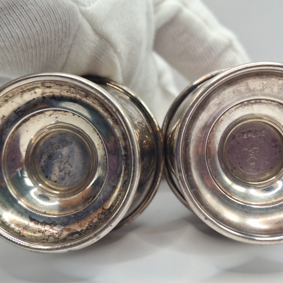 Vintage A.T. Gunner Sterling Silver Salt & Pepper Shakers Star G Hallmark - Picture 2 of 8